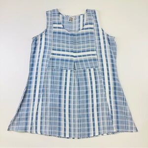 Cotton beach dress coverup cotton stripe check sleeveless  Large Parsley & Sage